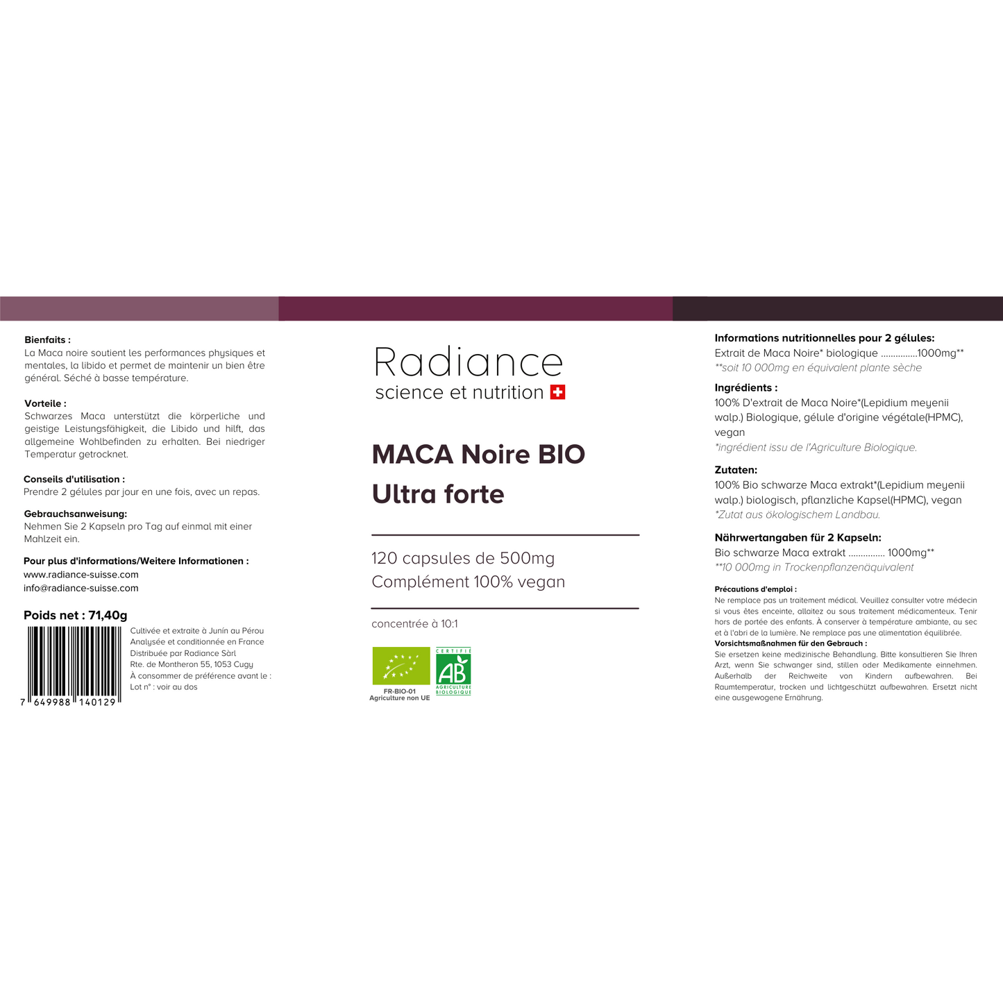 Maca Noire Ultra Forte 120 gélules